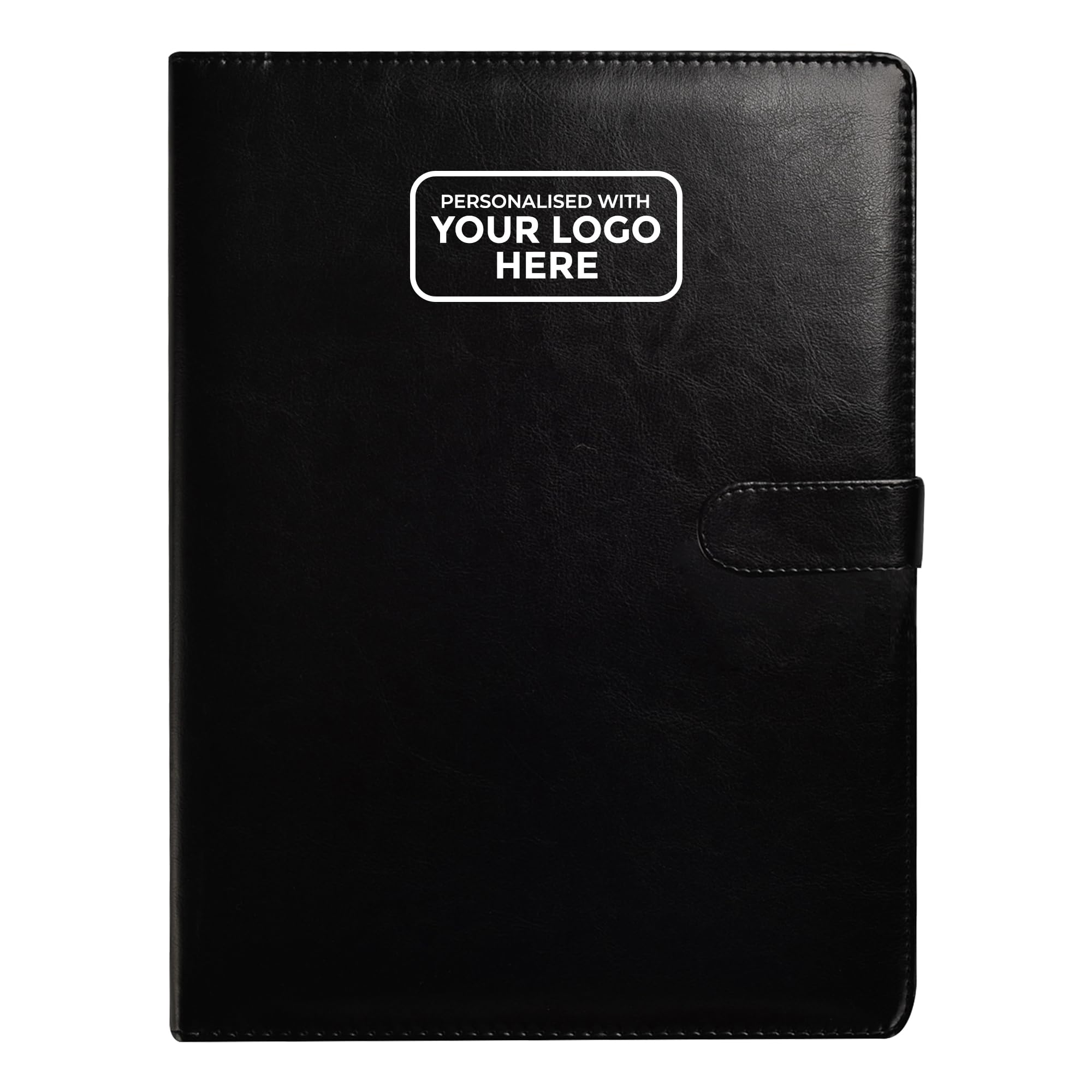 Arpan Personalised Custom Logo A4 Business Portfolio Case, Document Organiser with Clipboard and Notepad (Black)