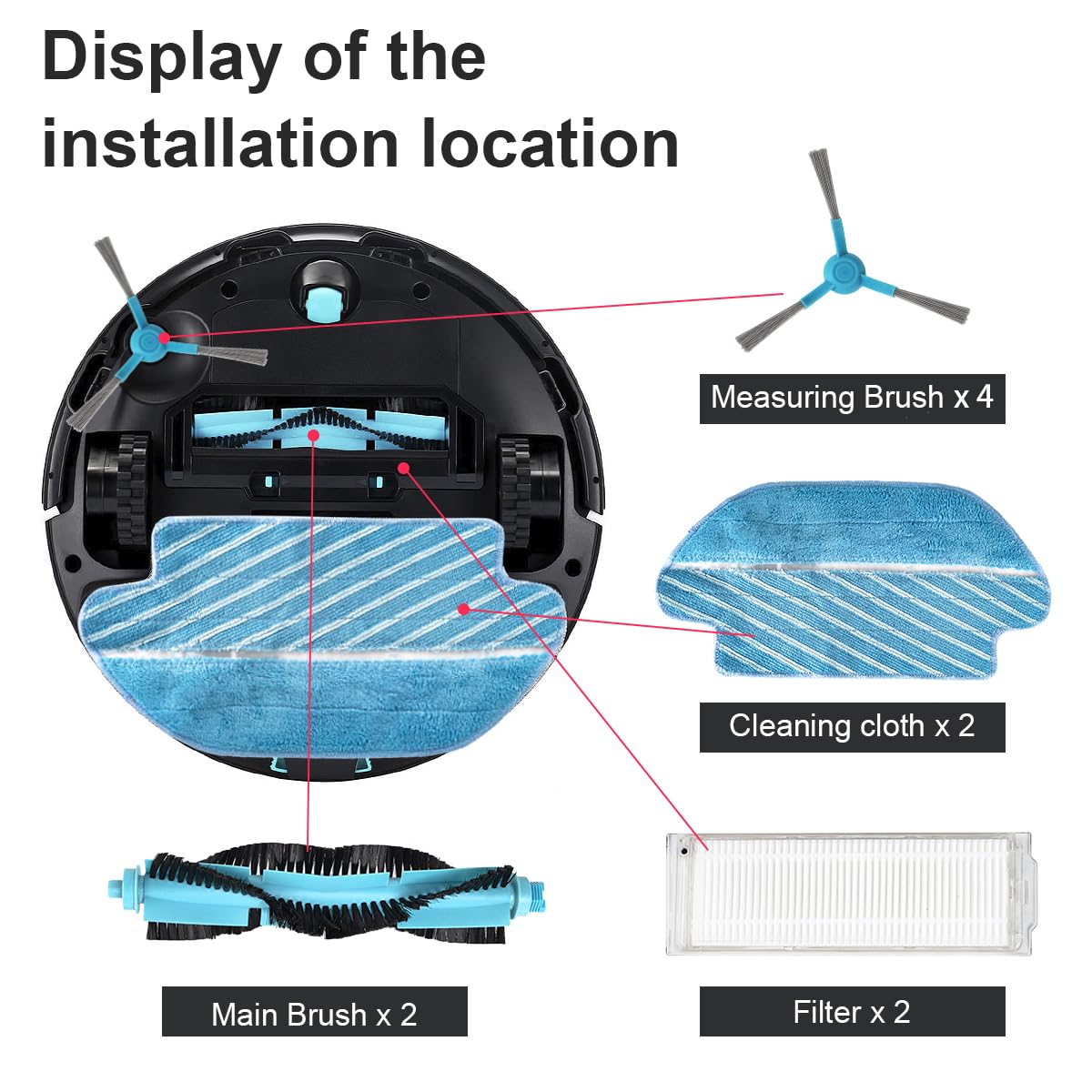 WuYan 16 Pezzi Kit Accessori Per Cecotec Conga 1790 Robot: Spazzole, Filtri HEPA E Panni Mop