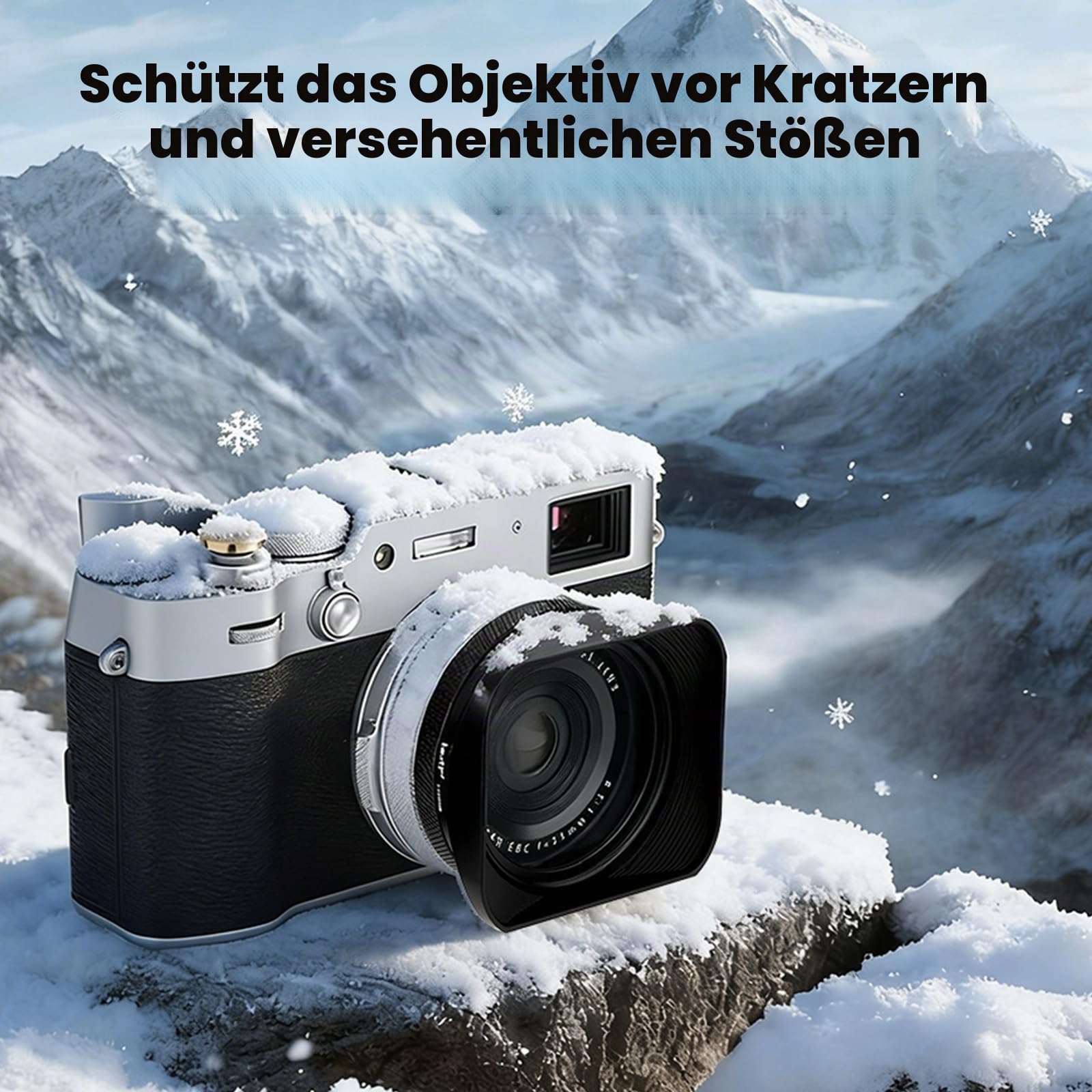 Haoge LH-X200B Gegenlichtblende aus Metall mit 49 mm Adapterring und Metallkappe für Fujifilm X100VI Fuji X100V X100F X100T X100S X70 Kamerazubehör schwarz