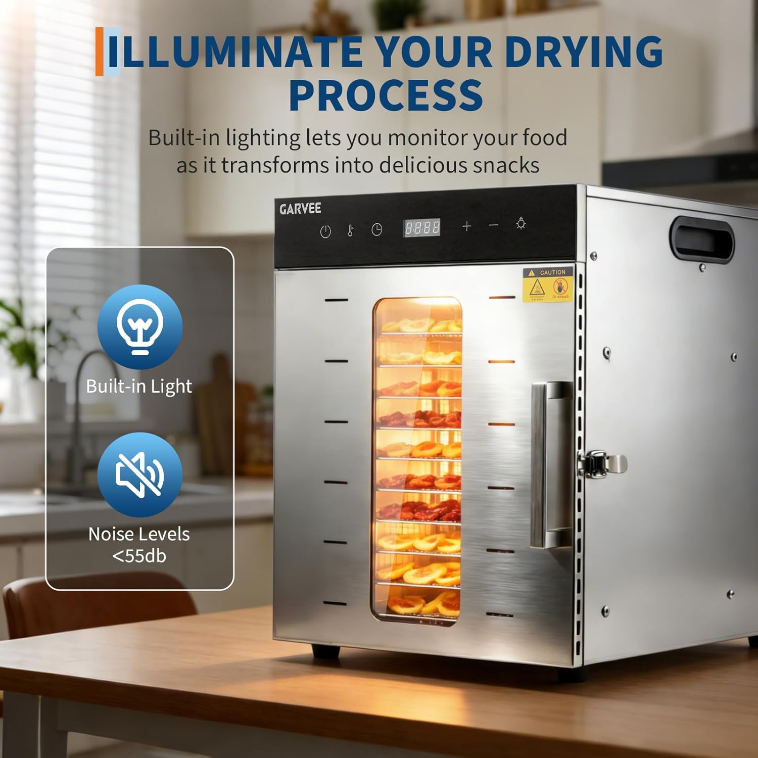 Digital Food Dehydrator Machine 12-Tray with Stainless Steel Trays, Adjustable Temperature Control & Timer, for Jerky, Herbs, Fruits, Vegetables, BPA-Free, Includes Recipe Book