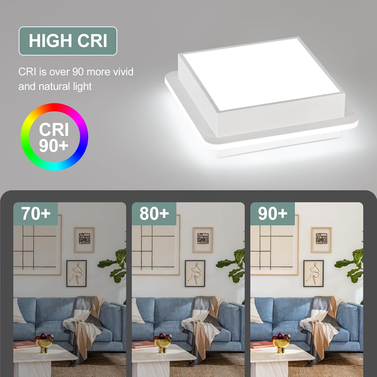 Modern Led Ceiling Light, 6000K Square Flush Mount Ceiling Light Fixture, White Hallway Lighting Fixtures for Hallway Entryway Bedroom Balcony Bathroom Ceiling Lamp (White)