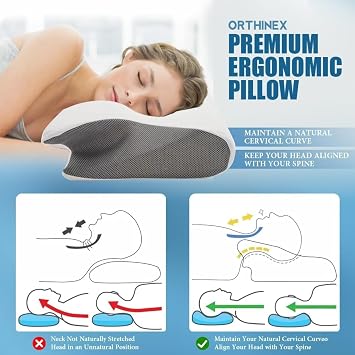Memory Foam Pillow - Ergonomic Supportive Neck Pillow for Comfortable Side Sleepers