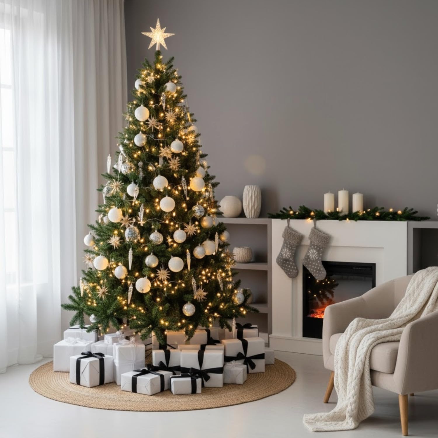 DAYRON - Árbol de Navidad Artificial Verde con Ramas Abatibles y Soporte Metálico Plegable, Disponible en 180 y 210 cm, Montaje Rápido y Fácil de Guardar