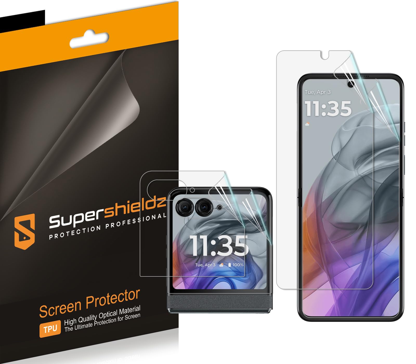 Supershieldz(2 Pack) Designed for Motorola Razr (2024/2025) [2 Main Screen + 2 Front Screen] Screen Protector, High Definition Clear Shield (TPU)