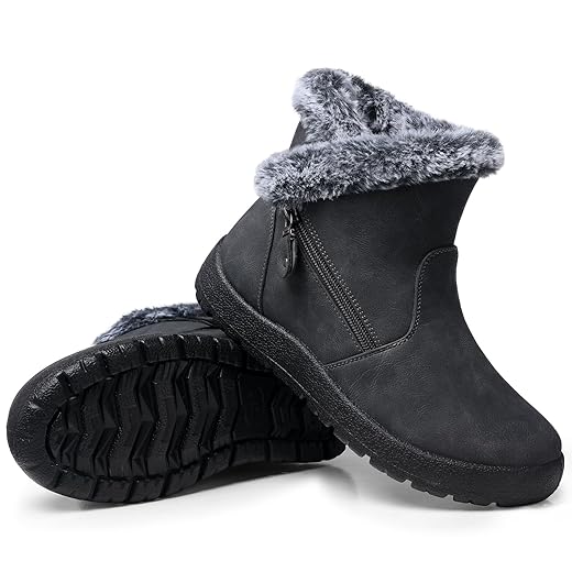 SHIBEVER Winter Boots for Women Waterproof: Womens Snow Boots Warm - Ankle Fur Lined Booties - Insulated Winter Shoes