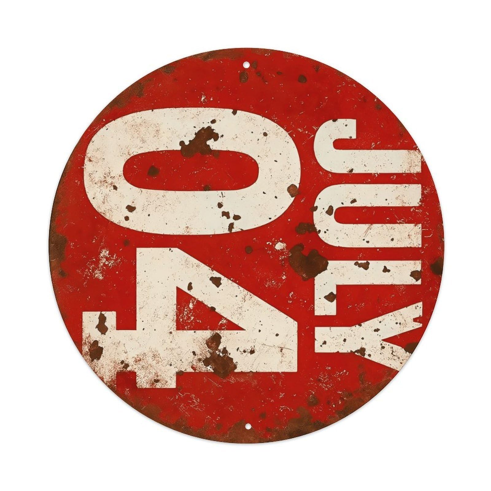 Rustic July 4th Independence Day Round Decor Sign Vintage Aluminium Metal Sign, Retro Wall Decor for Home, Bar, Garage & Farmhouse 20x20cm