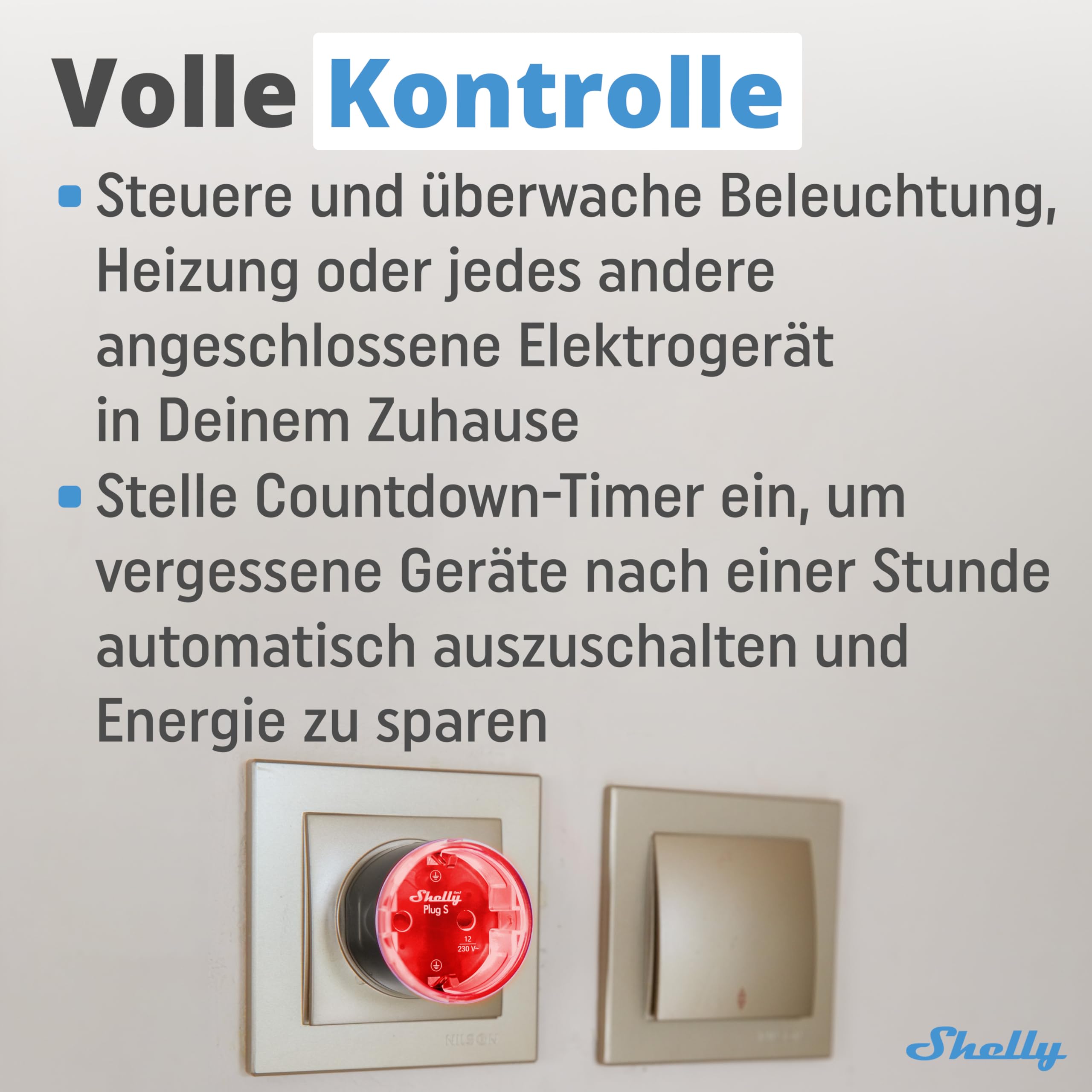 Shelly Plug S Gen3 Weiß - WLAN Smarte Steckdose, Leistungsmessung, 12A 2500W, Zeitschaltuhr, Matter-Zertifiziert Stecker, Heizung & Kühlung, Alexa & Google, Kein Hub Erforderlich (3 Stück)