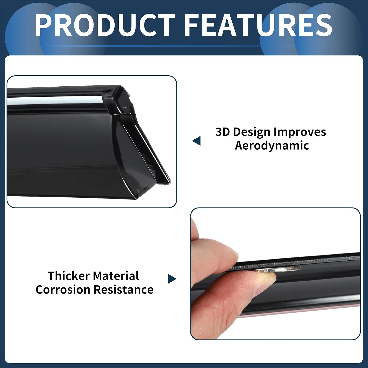 Window Deflectors for Toyota Camry 2012-2017 Black Vent Visors Rain Guards Reinforced Acrylic 4 Pcs