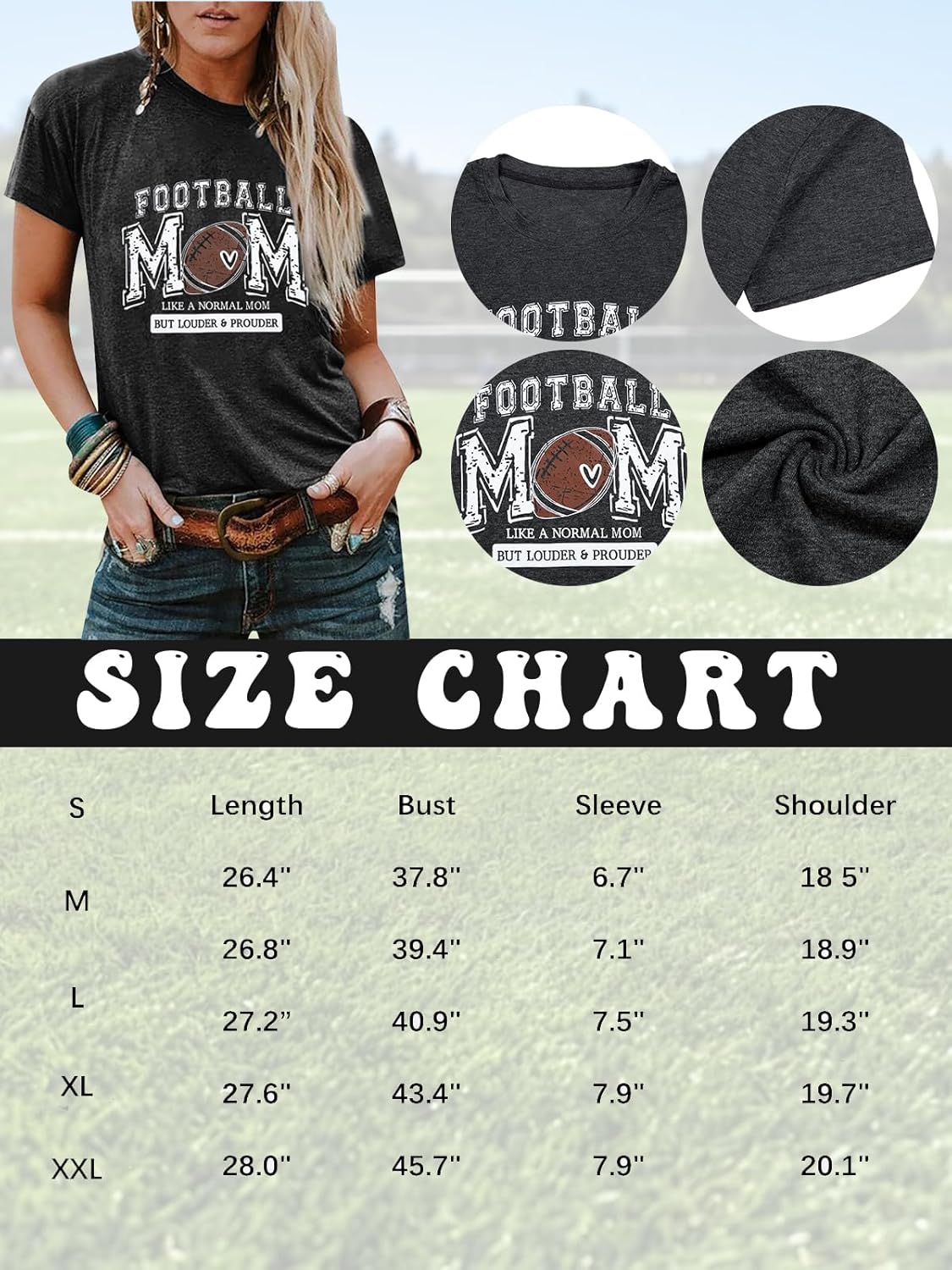 Football Mom Shirt Women Game Day Shirts Funny Football Season T-Shirt Gameday Casual Short Sleeve Tops - Image 7