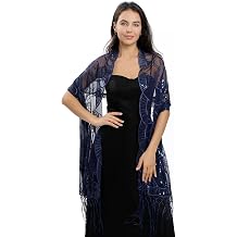 Baoqiya Sparkling tassels Wedding Scarf for Bride 1920s Womens Shawls and Wraps for Evening Party Dress