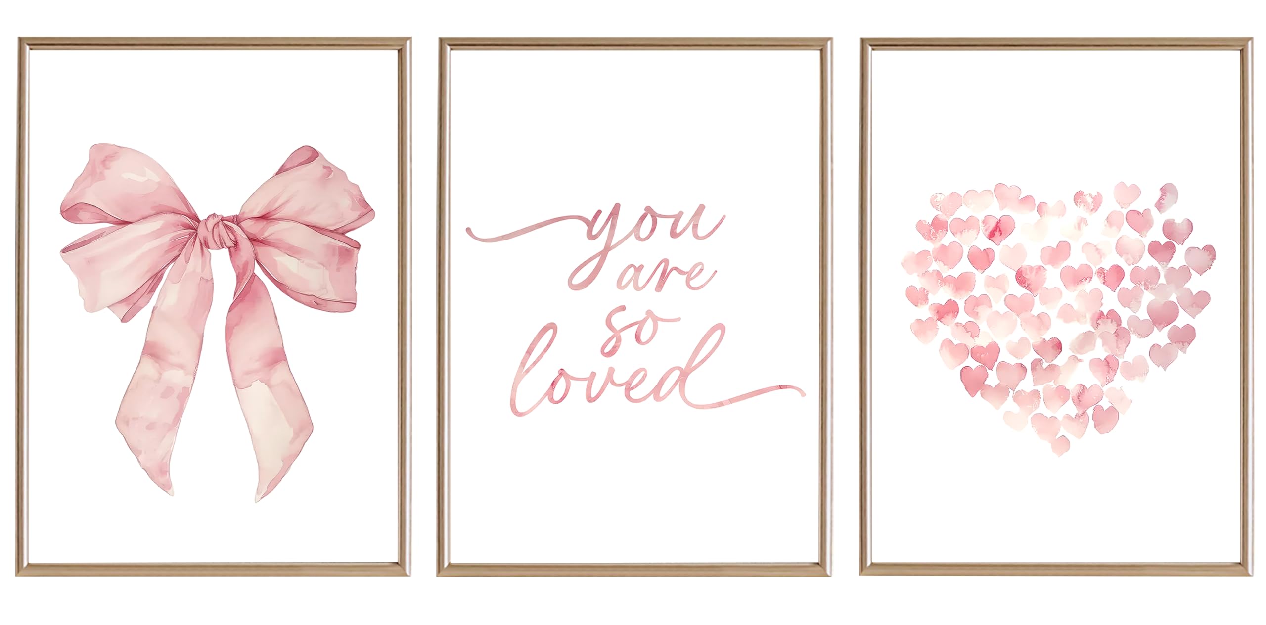 3Pcs Girly Wall Art, Bow Posters, Preppy Teen Girl Decor, Inspirational Verses Love Printing Artwork, Pink Bow Wall Art Prints for Teen Girls Bedroom Home Decoration Unframed 12x16inch