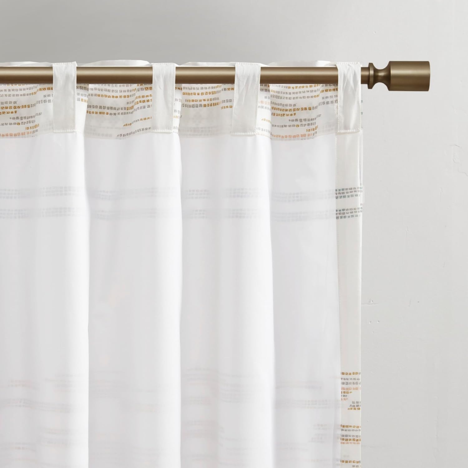 INK+IVY NEA 100% Cotton Single Panel Curtain Stripes Tassels Trim Boho Design Rod Pocket Top Drape for Living Room, Privacy Window Treatment for Bedroom, 50" x 84", Off White/Gray