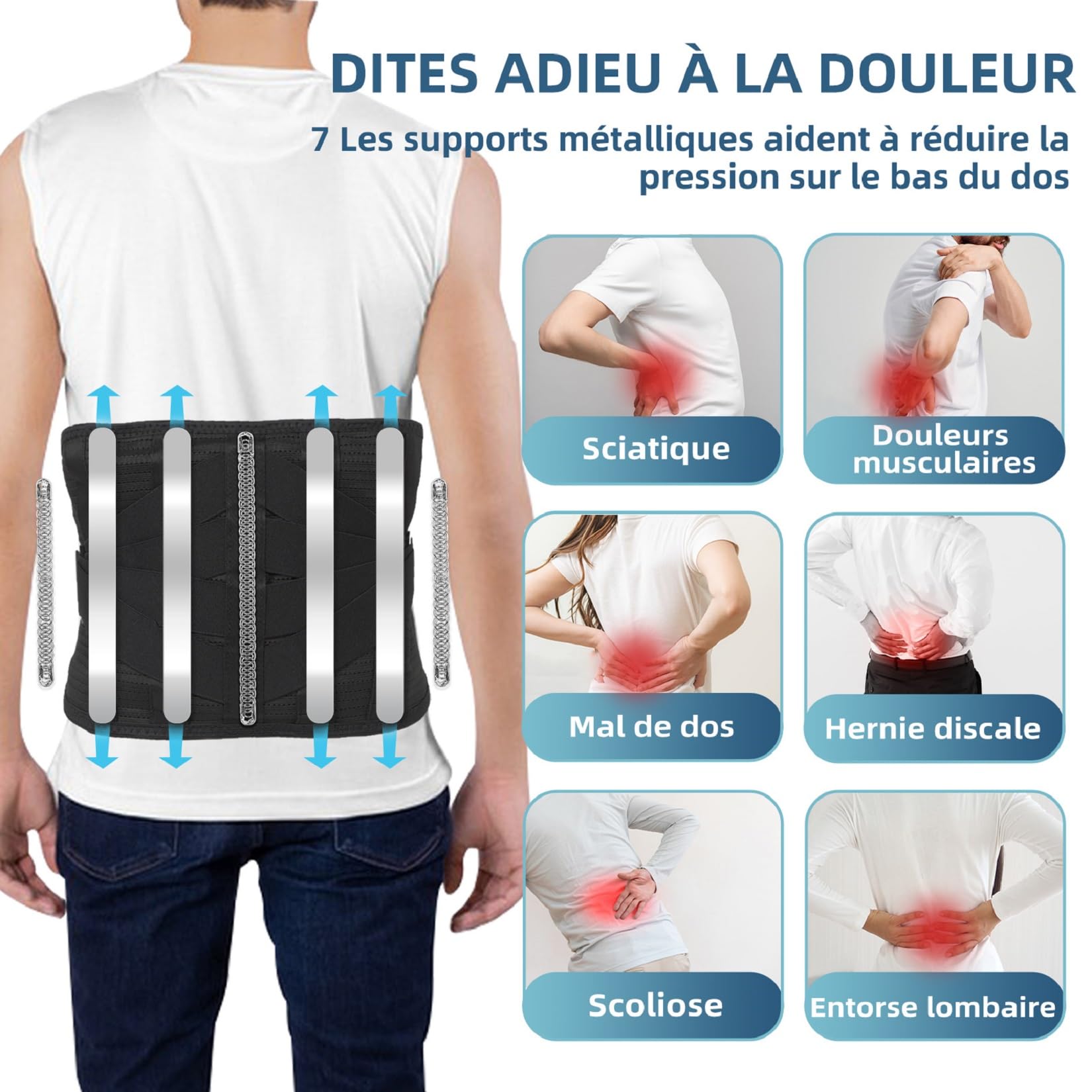 HONGJING Ceinture de Massage à Lumière Rouge pour Soulager les Douleurs Lombaires, Ceinture Lombaire Chauffante Rechargeable pour Hernie Discale, Sciatique, Scoliose (XL)