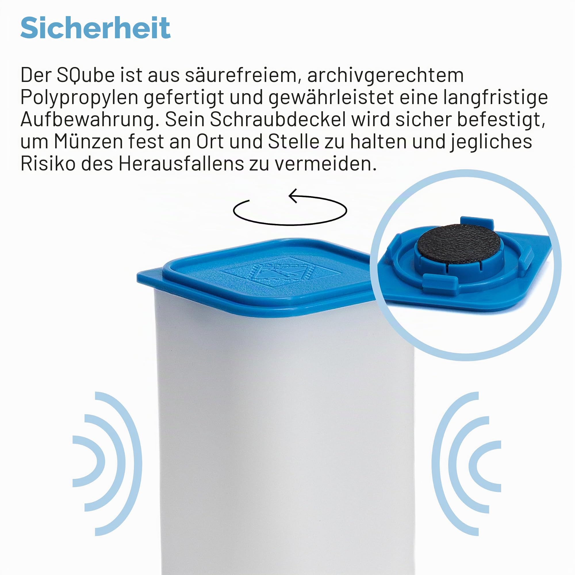 Leuchtturm SQUBE Münztube für 20 Münzen mit Durchmesser 38 – 39 mm, stapelbar, 50er Pack