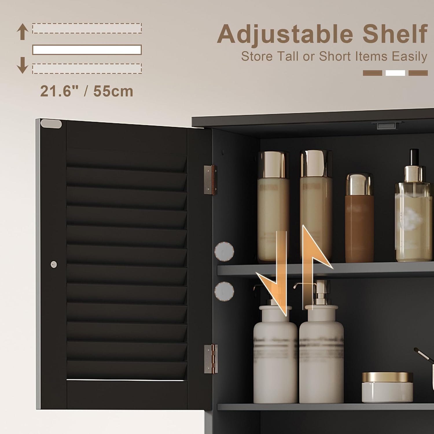 ChooChoo バスルームウォールキャビネット タオルバー付き 長さ23.6インチ x 幅7.9インチ x 高さ27.5インチ M