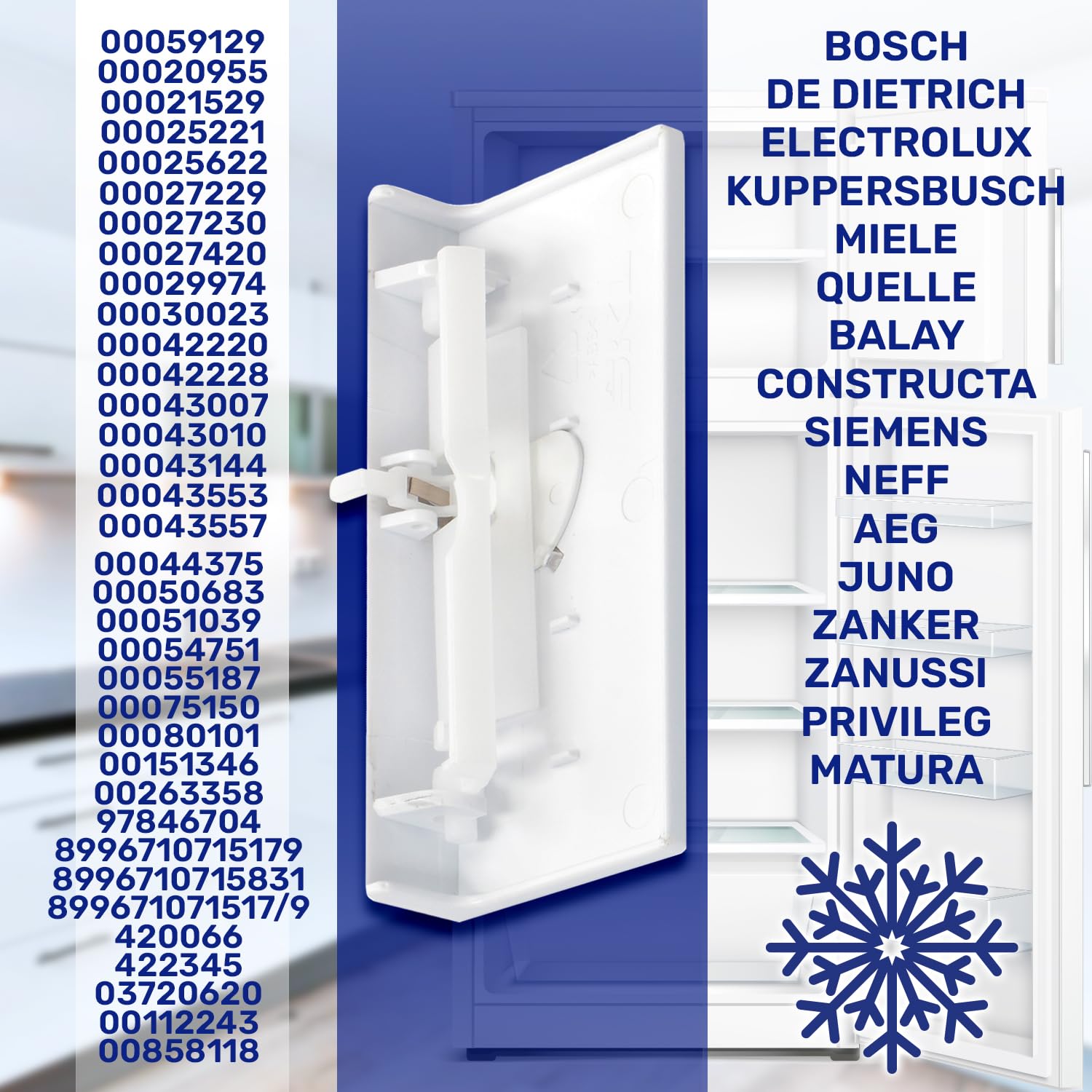 MONTERAL Griff für Gefrierschrank im Kühlschränke 100 x 44 x 18 mm und Feder mit dem Originalcode 00059129 059129 für Bosch - Garantie 10 Jahre
