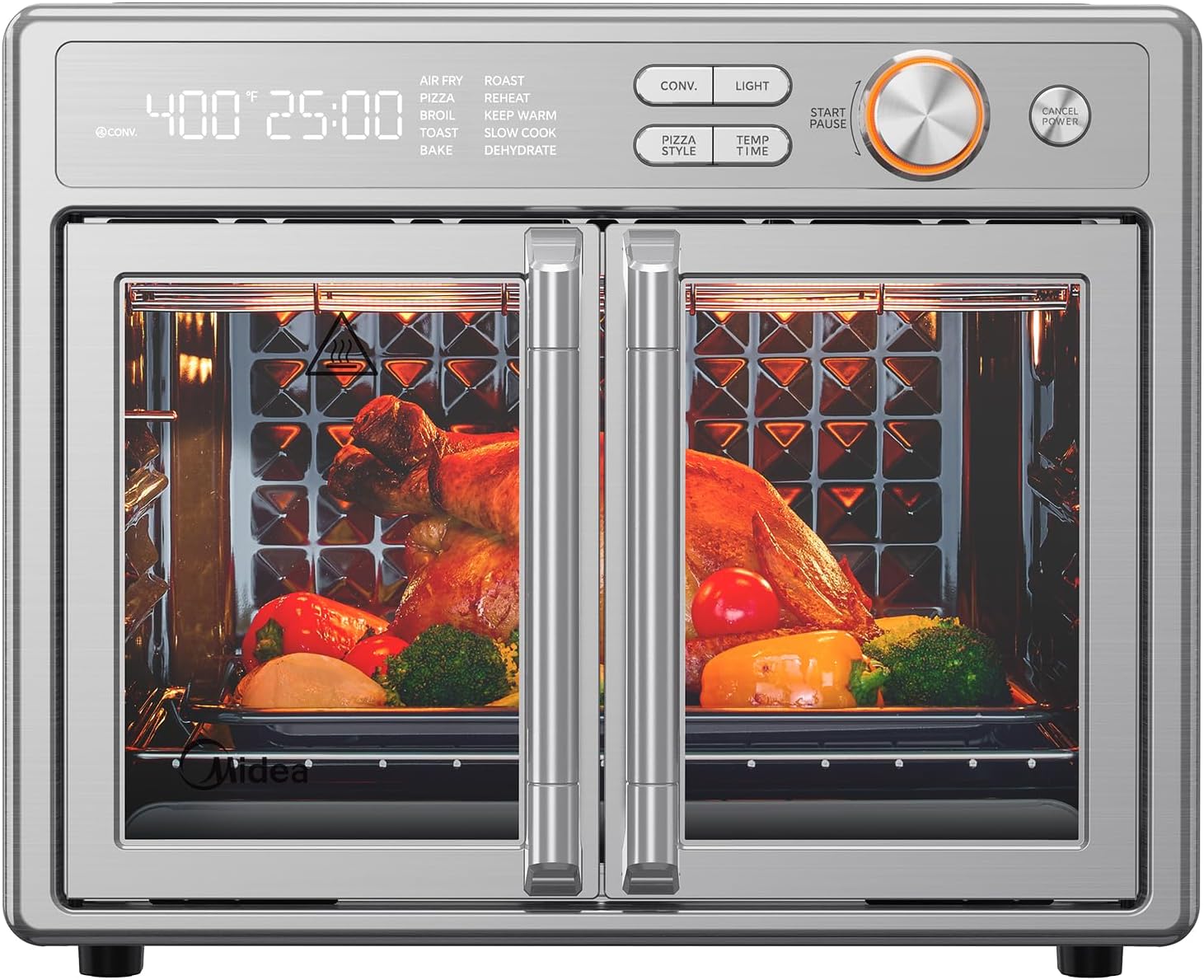 Midea Flexify Pro 10+4 Toaster Oven Air Fryer Combo, Graphene Juicy-Lock Cooking, French Door Countertop Oven, 450°F Flash Air Fry, 26.4 QT Stainless Steel Midea Flexify Pro 10+4 Toaster Oven Air Fryer Combo, Graphene Juicy-Lock Cooking, French Door Countertop Oven, 450°F Flash Air Fry, 26.4 QT Stainless Steel