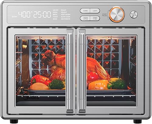 Midea FlexiFy Pro - Combo de freidora de aire para horno tostador, 26.4 cuartos de galón de calor rápido de grafeno 10 en 1, cocina francesa para
