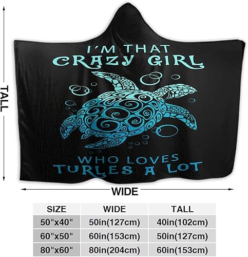 Miniatura 6 de Love Turtle - Manta con capucha para adultos, Navidad, cumpleaños, regalos para mujeres y hombres, poncho con capucha de animales marinos, 50 x 60