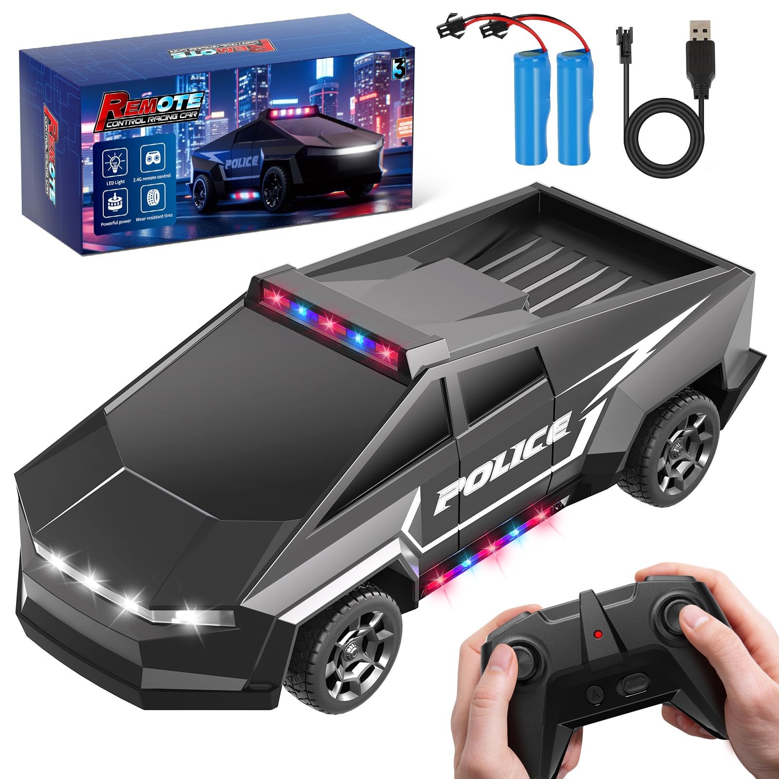 1 22 Scale Remote Control Car All Terrain RC Police Car Toys with 2 4 GHz Remote Control