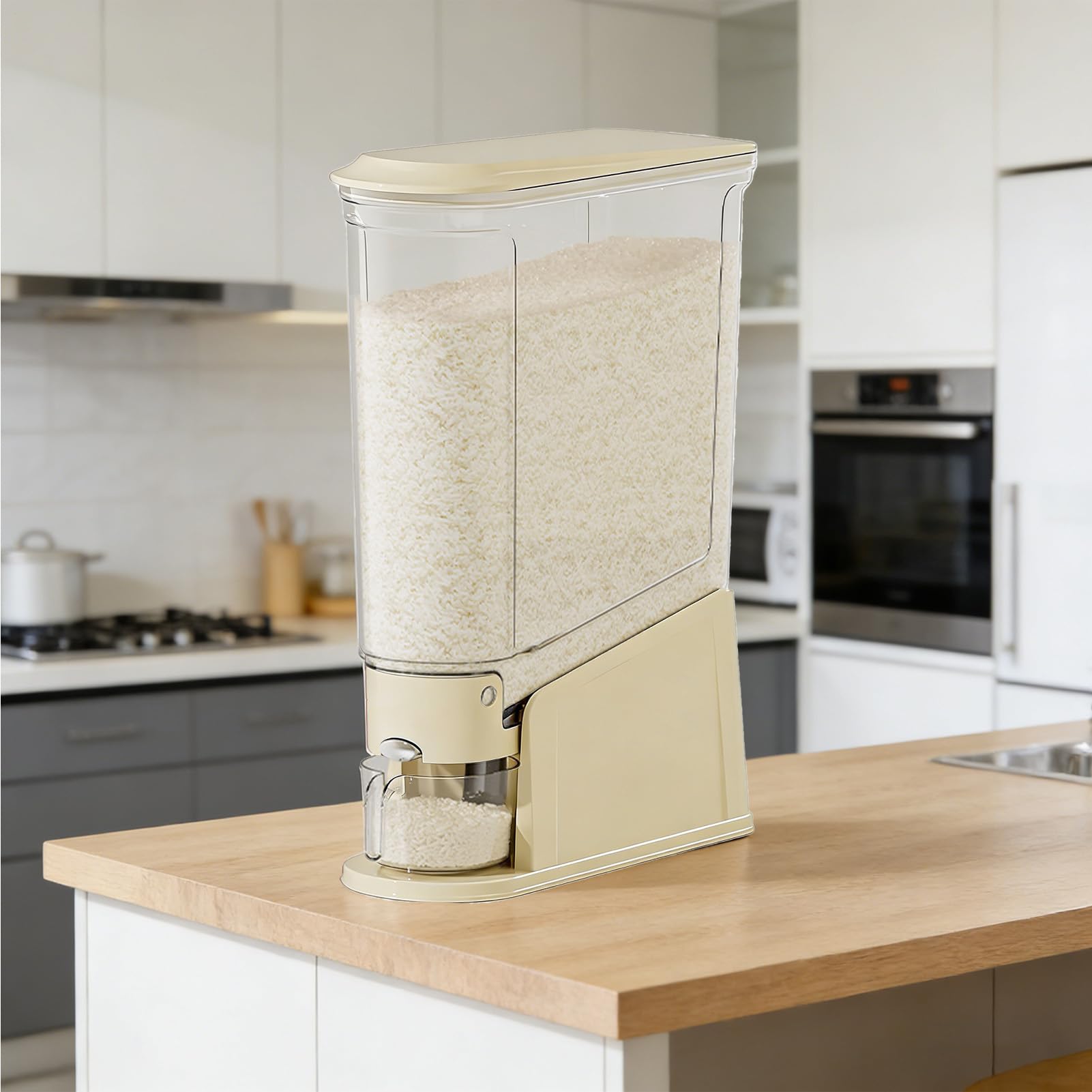 Vassoio Riso | Impermeabile Grande Capacità Con Dosatore - Contenitori Per Riso Ermetici Distributore Di Cibo | Per Casa Cucina Guardaroba Appartamento Ristorante Cibo Animali