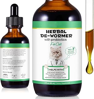 Wurmkur für Katzen 60ml, Natürliches Katzen Wurmmittel gegen Würmer & Parasiten - Mit Kräutern & Probiotika, Unterstützt Darmflora, Verdauung & Immunsystem - Sanft und Wirksam