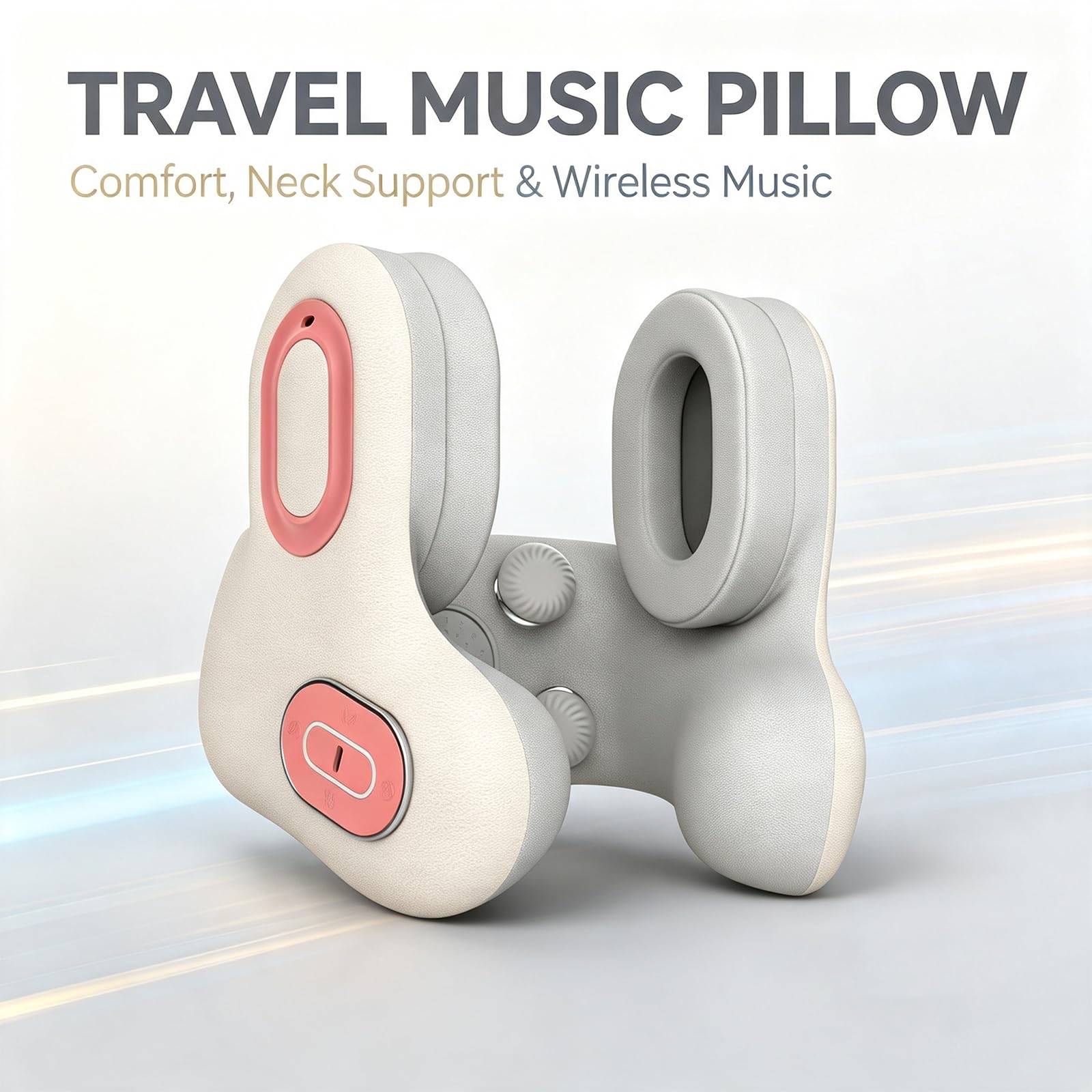 Nackenmassagegerät mit Bluetooth Kopfhörern, ANC Geräuschunterdrückung, Massierendes Nackenkissen, Nackenstützkissen Auto, Memory‑Schaum Nackenkissen Reise für Zuhause, Reisen, Büro，2 Stück
