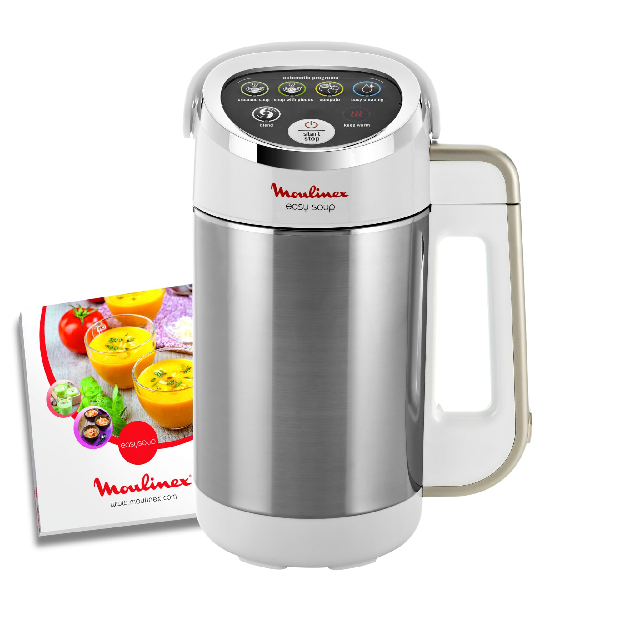 Moulinex Blender chauffant, 1000 W, Capacité 1.2 L, 5 programmes automatiques, Double paroi, Soupe, Velouté, Compote, Smoothie, Maintien au Chaud, Easy Soup silver LM841110