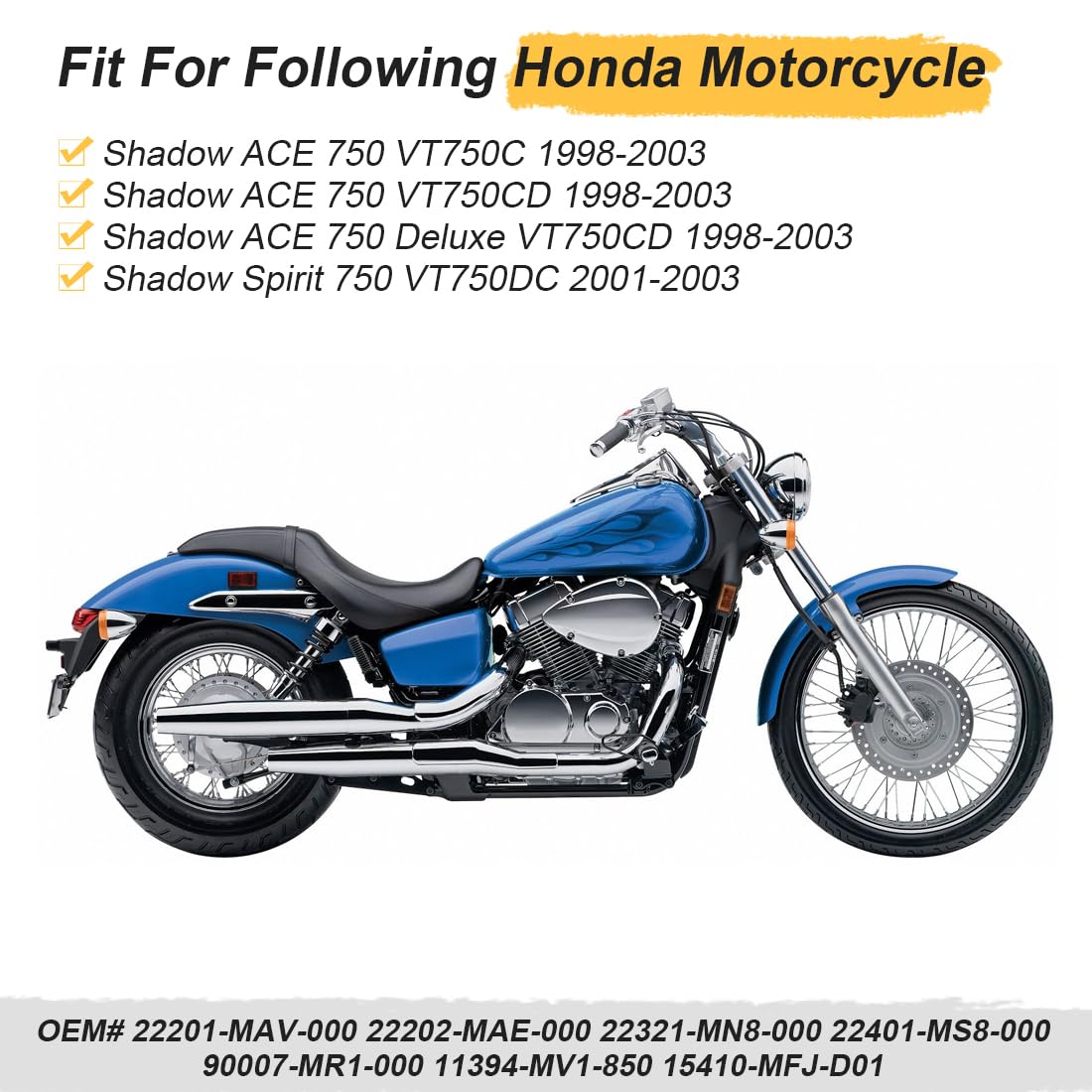 Kit de discos de embrague con junta compatible con Honda Shadow ACE Spirit 750 1998-2003 22201-MAV-000 22321-MN8-000 15410-MFJ-D01