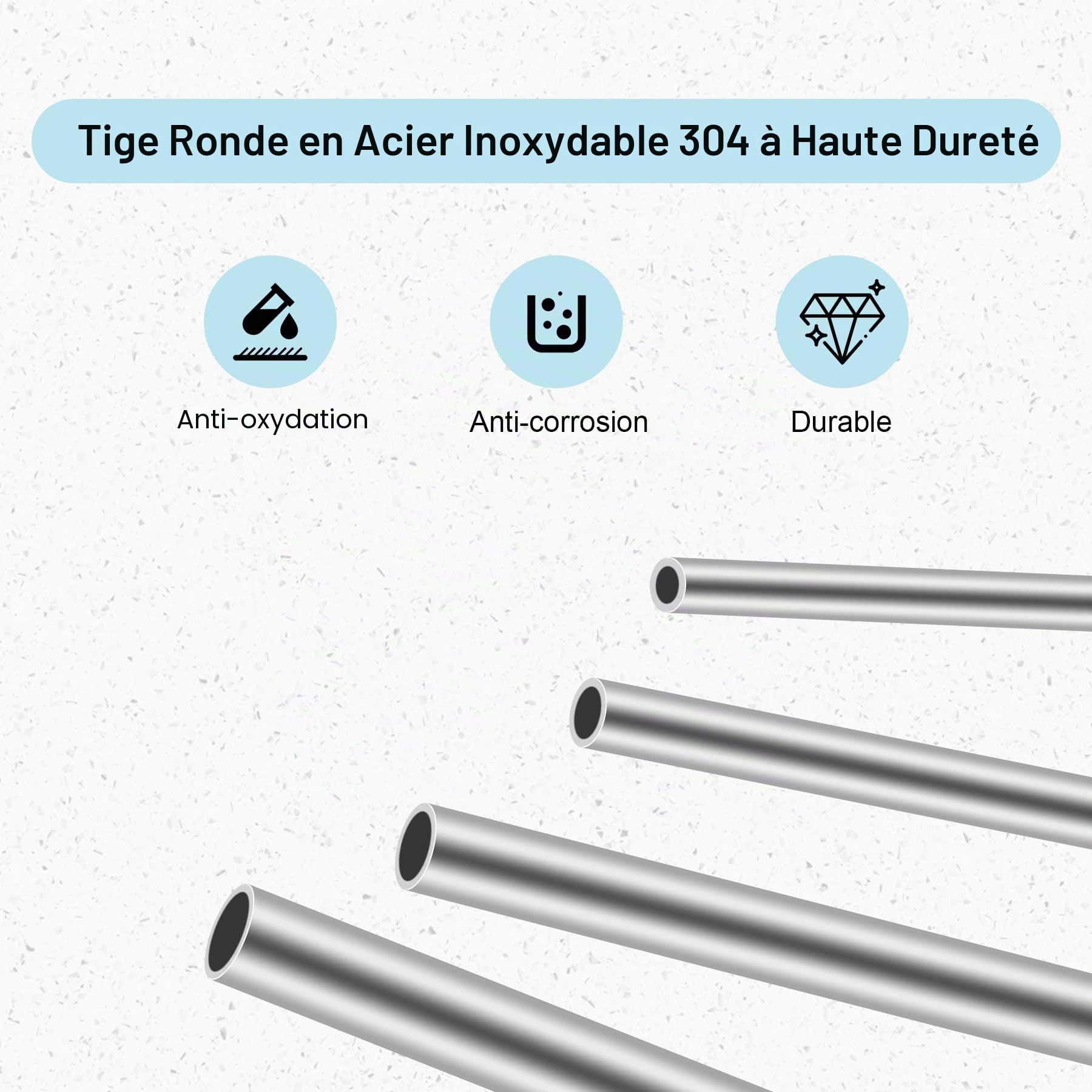 304 Tube Rond en Acier Inoxydable,12mm OD 1mm Épaisseur de Paroi 300mm Longueur Tube Métallique Droit Sans Soudure 3 Pièces