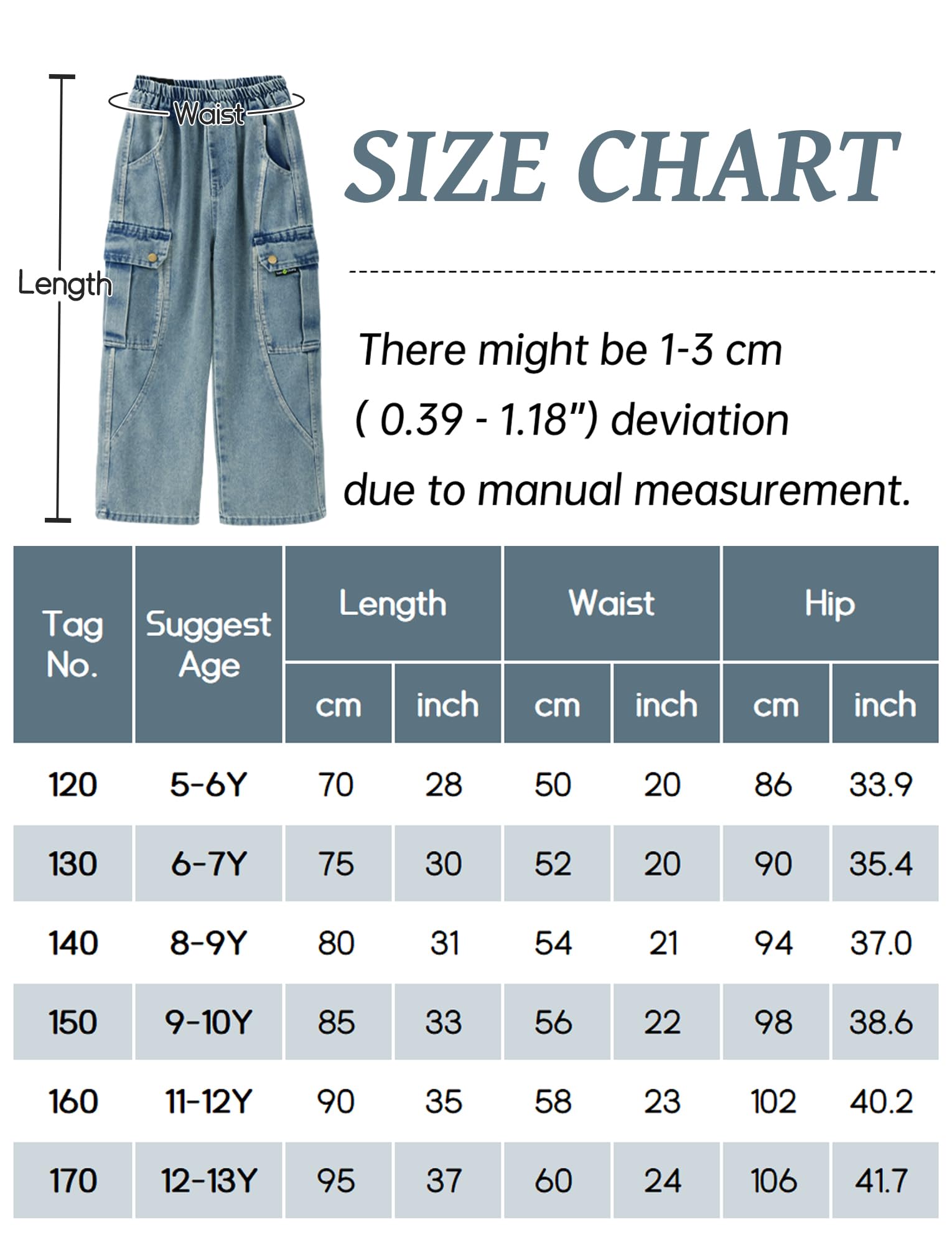 Jeans per bambini, con gamba larga, pantaloni in denim y2k, pantaloni cargo con tasche, pantaloni da lavoro