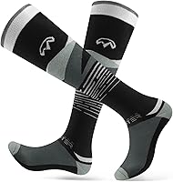 OutdoorMaster Ski Socks 2-Pack for Men - Thermal Snowboarding & Skiing Socks with Non-Slip Cuff, Breathable & Warm