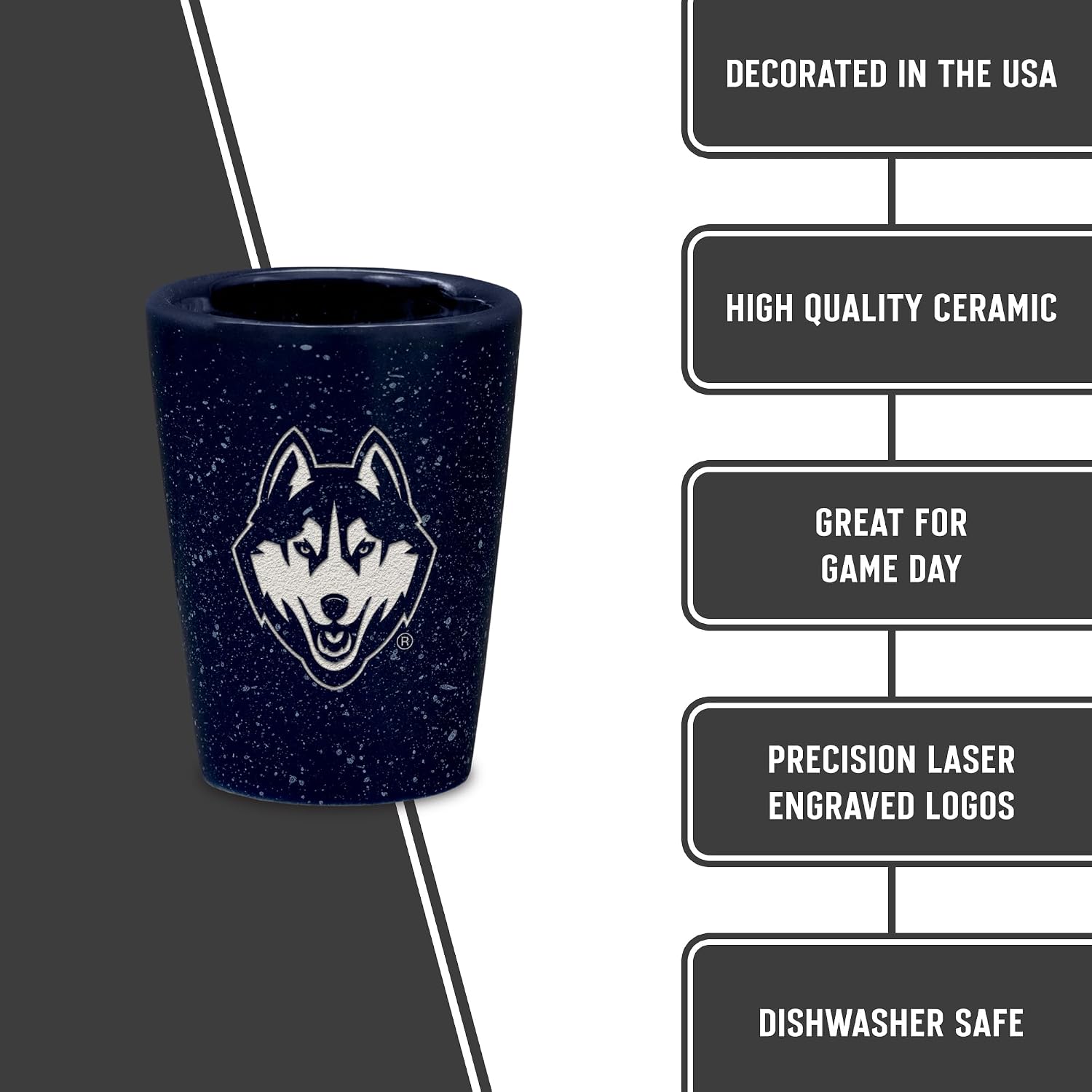 Rico Industries NCAA Primary OR Wordmark Logo 2oz Ceramic Shot Glass for Fans, Laser Engraved In Team Color Single Shot Glass
