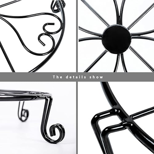 Miniatura 5 de Paquete de 5 soportes de metal inoxidables para múltiples plantas, soporte resistente para plantas al aire libre e interior, soporte redondo de