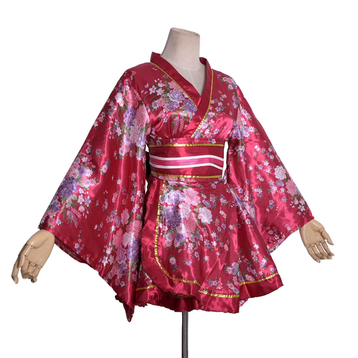Kimono corto sexy da donna, per adulti, con stampa yukata giapponese, abito con cintura Obi