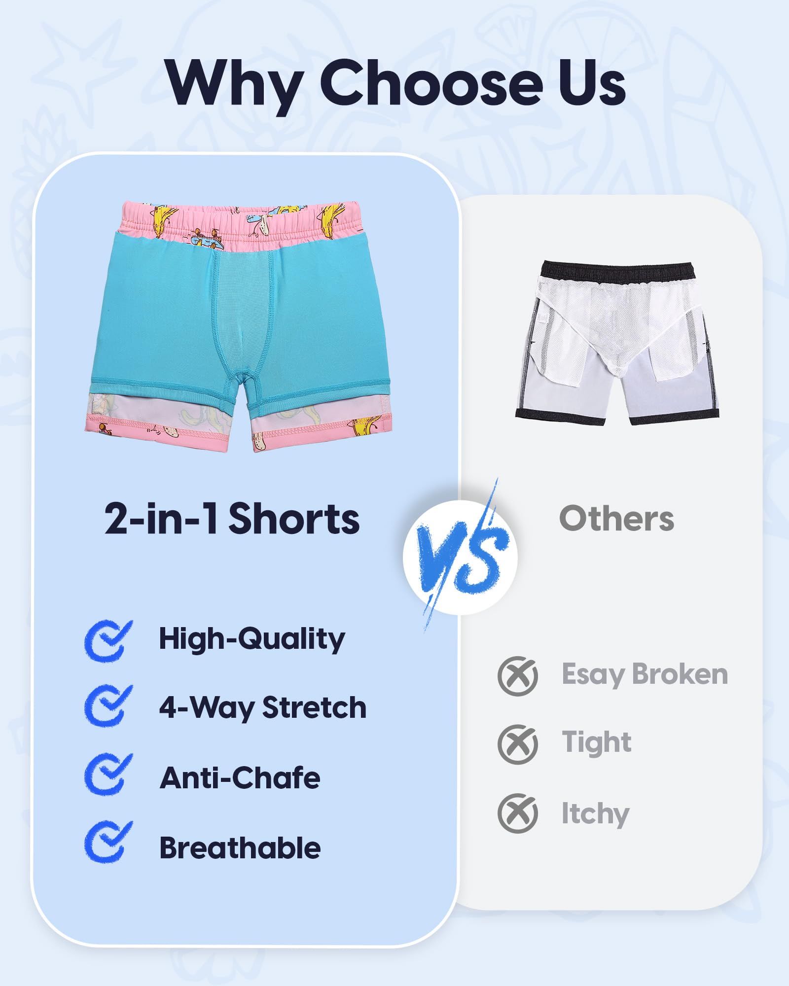 maamgic Jungen-Badehose mit Kompressionsfutter, Stretch-Badeshorts, Kleinkind-Badeanzug