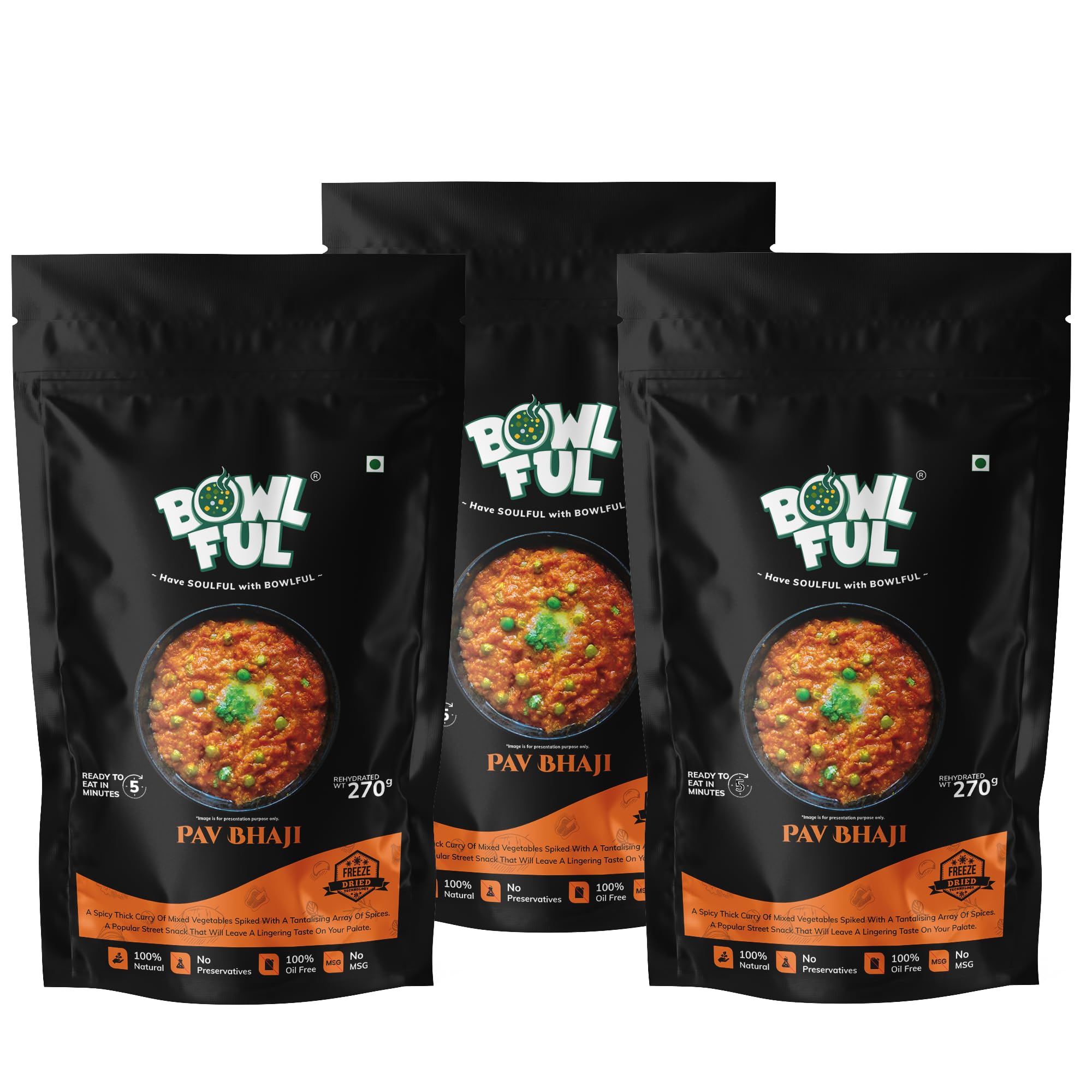 BowlFul Pack of 3 Pav Bhaji, 55 gms, Rich Tomato Gravy with Mashed Vegetables and Spices. 100% Natural, Freeze Dried Food, (B09MQTYLRD) Amazon Price History, Amazon Price Tracker