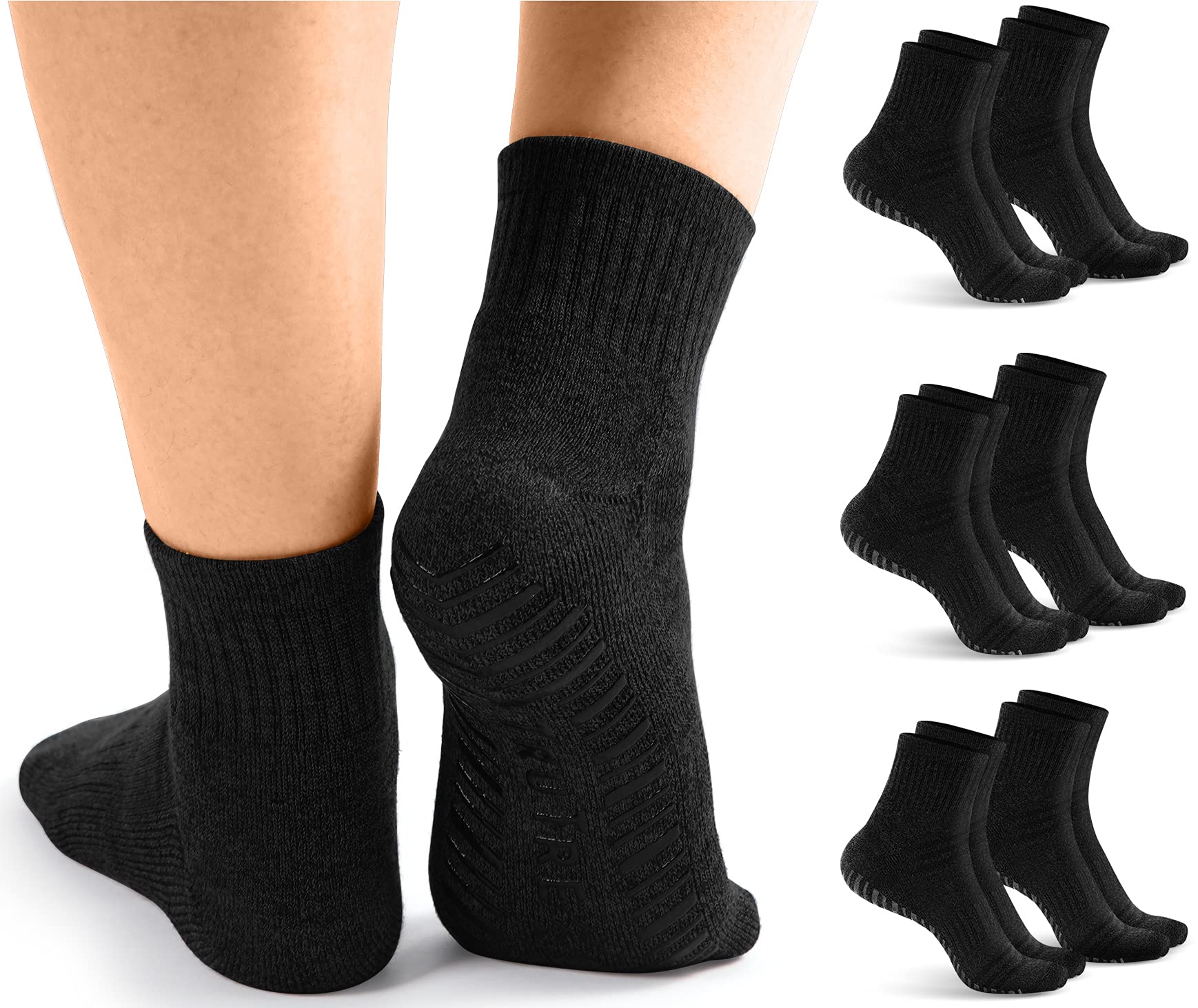 Non Slip Socks for Men - 6 Pairs Yoga Socks with Grips for Men | Gripper Socks for Men | Non Skid Socks for Men