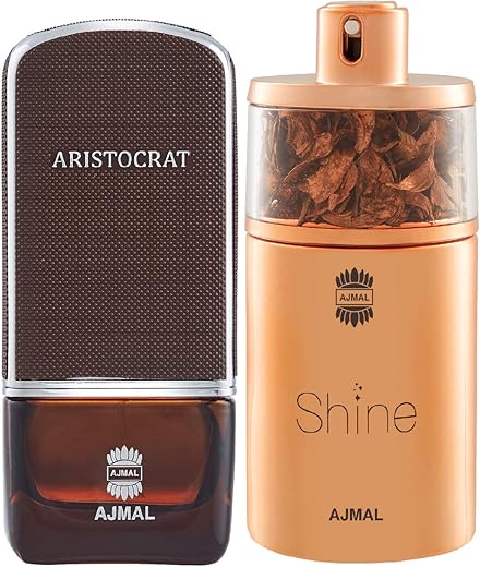 Ajmal Aristocrat EDP Citrus Woody Perfume 75ml for Men and Shine EDP Floral Powdery Perfume 75ml for Women FREE