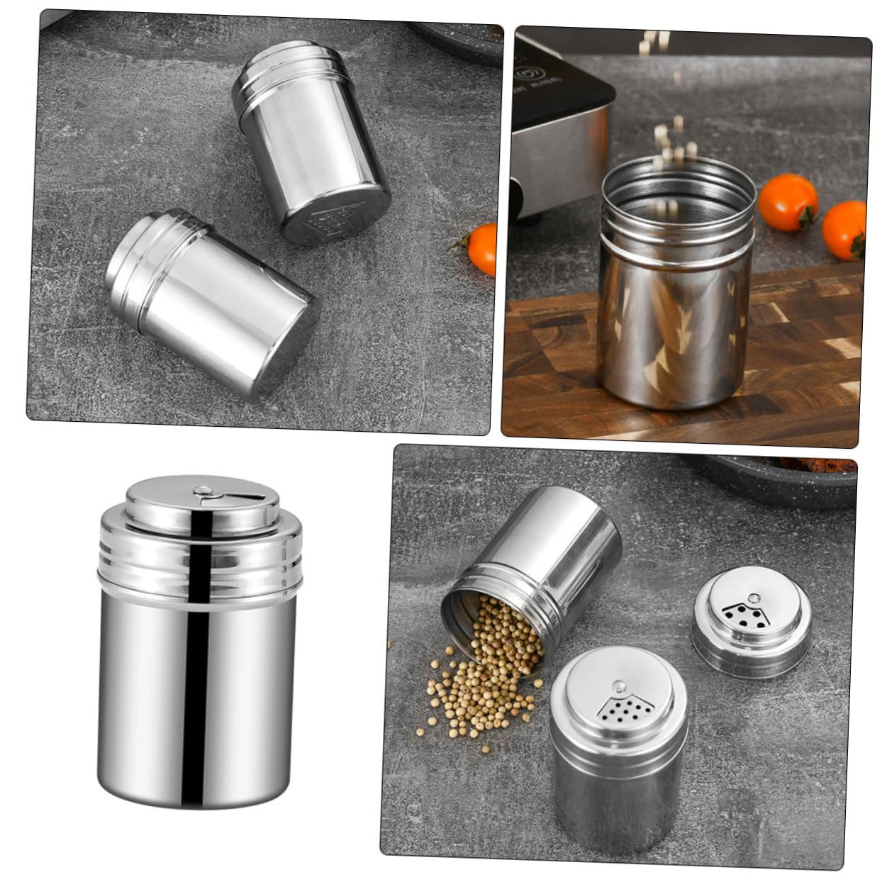 KICHOUSE 304 Stainless Steel Seasoning Jar Bbq Condiment Bottle Wide Mouth Spice Container for Kitchen Use