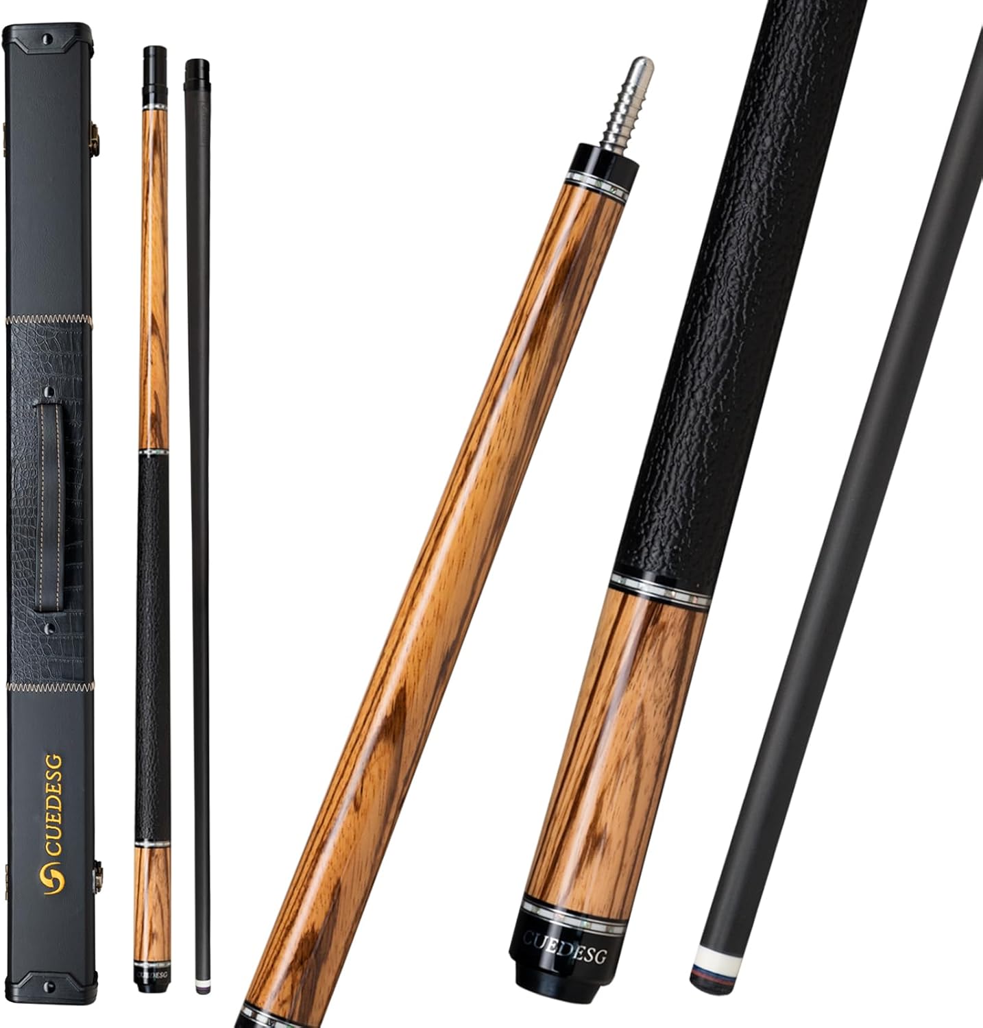 Carbon Fiber Pool Cue Stick 10.5mm/11.8mm/12.5mm,Low Deflection Pool Stick with Rare Wood Butt,Professional Cue Stick with Box Case Zebra Wood_12.5mm