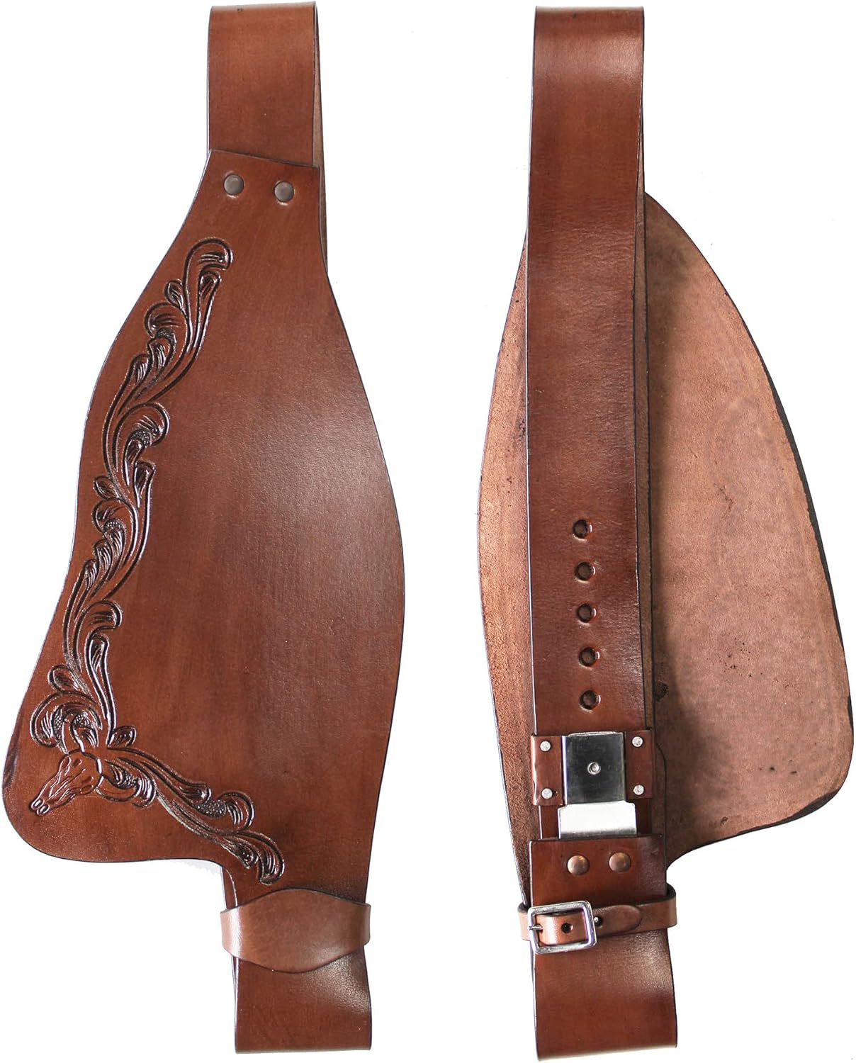 CHALLENGER Horse Western Adult Tooled Genuine Leather Replacement Saddle Fenders 5225