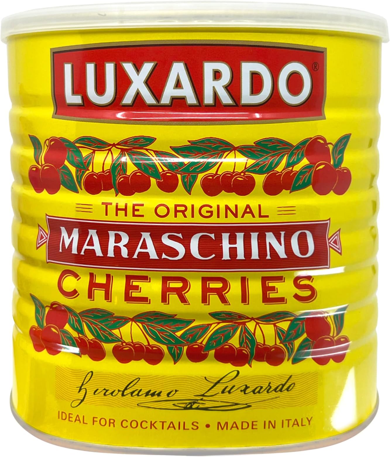Maraschino Cherries 3KG Tin | Candied Marasca Cherries soaked in Luxardo marasca cherry syrup | The ultimate cocktail cherry, used in the worlds best bars