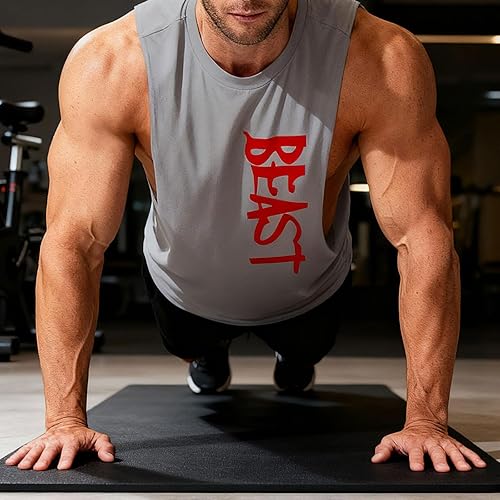 Vista 5 de Camiseta sin mangas de entrenamiento para hombre, camiseta sin mangas para gimnasio y culturismo