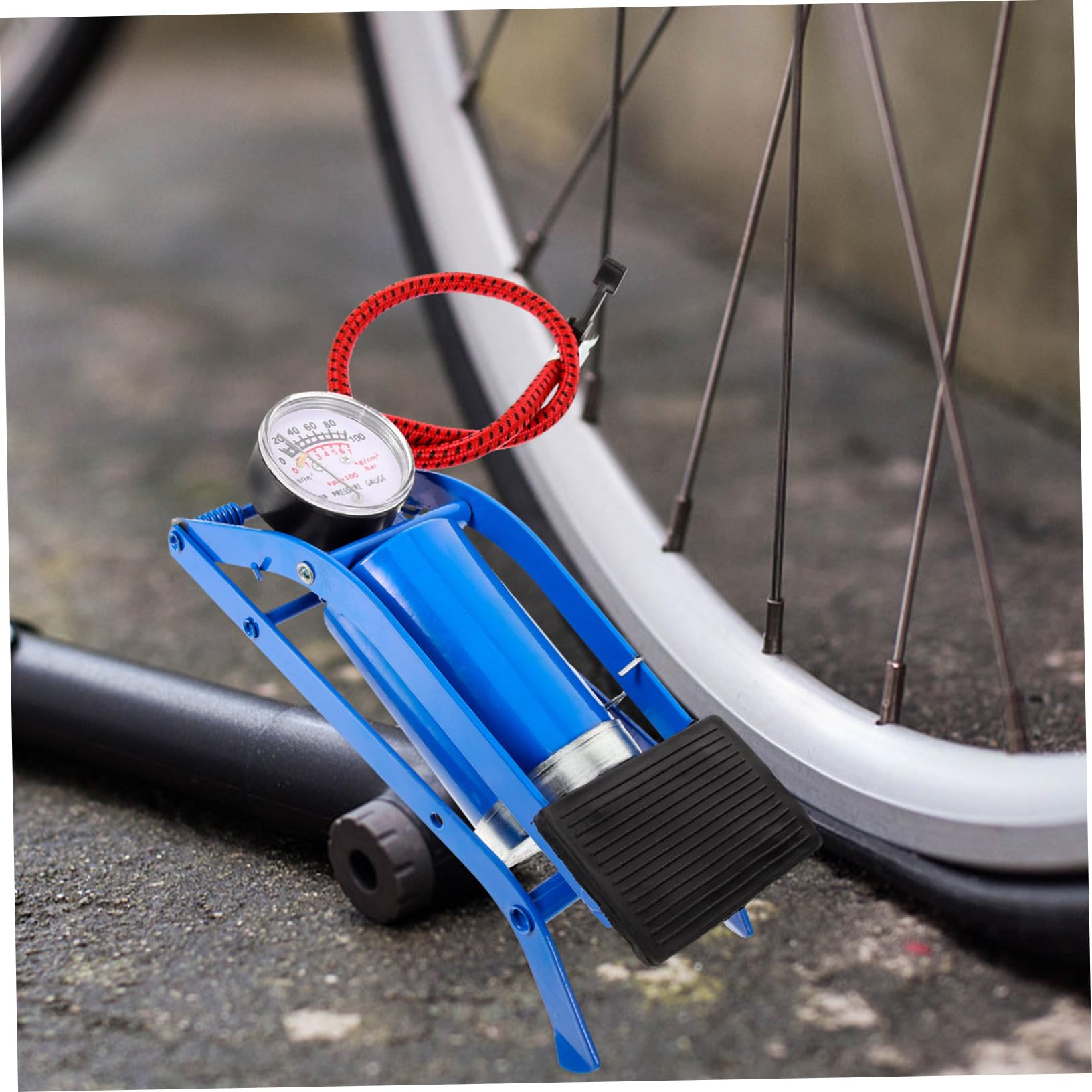 iplusmile Trittluftpumpe Fahrradpumpen Für Fahrräder Druckpumpe Fahrrad Rennrad Reifenpumpe Reifenpumpe Funktionale Autoreifenpumpe Fußreifenfüllpumpe Für Fahrräder Blaues Eisen