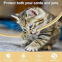 Vista 3 de CrocSee 10 pies - Funda trenzada para gestión de cables de 1/2 pulgada Protector de cable - Conducto de alambre dividido autoenvolvente para Beige