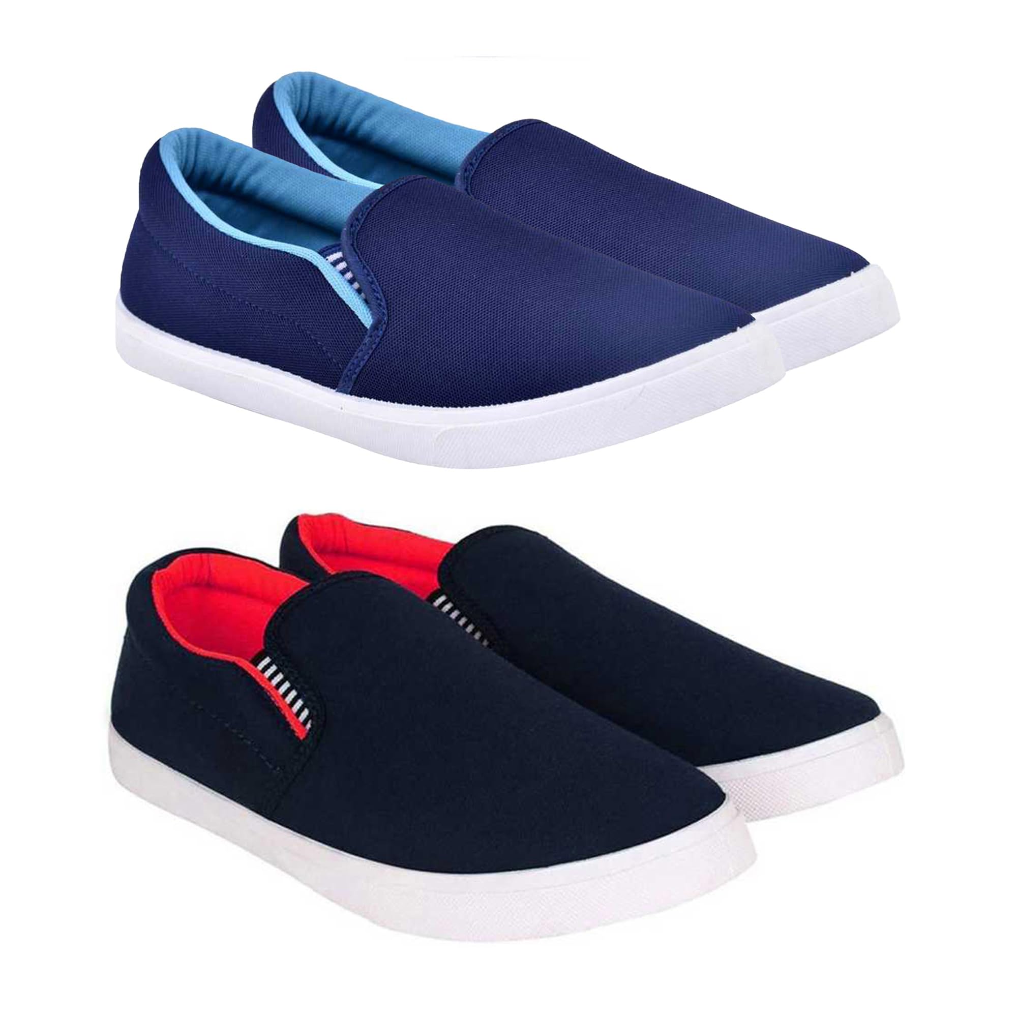 BRUTON Mens Canvas Casual Loafers and Sneakers - Pack of 2, Blue, Red | Size : 9 (B08CVKKF67) Amazon Price History, Amazon Price Tracker