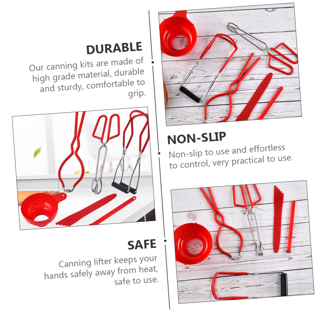 Cabilock 1 Jeu pinces à conserves outils confiture pouvez ouvre-bouteille nécessité pot Acier inoxydable rouge