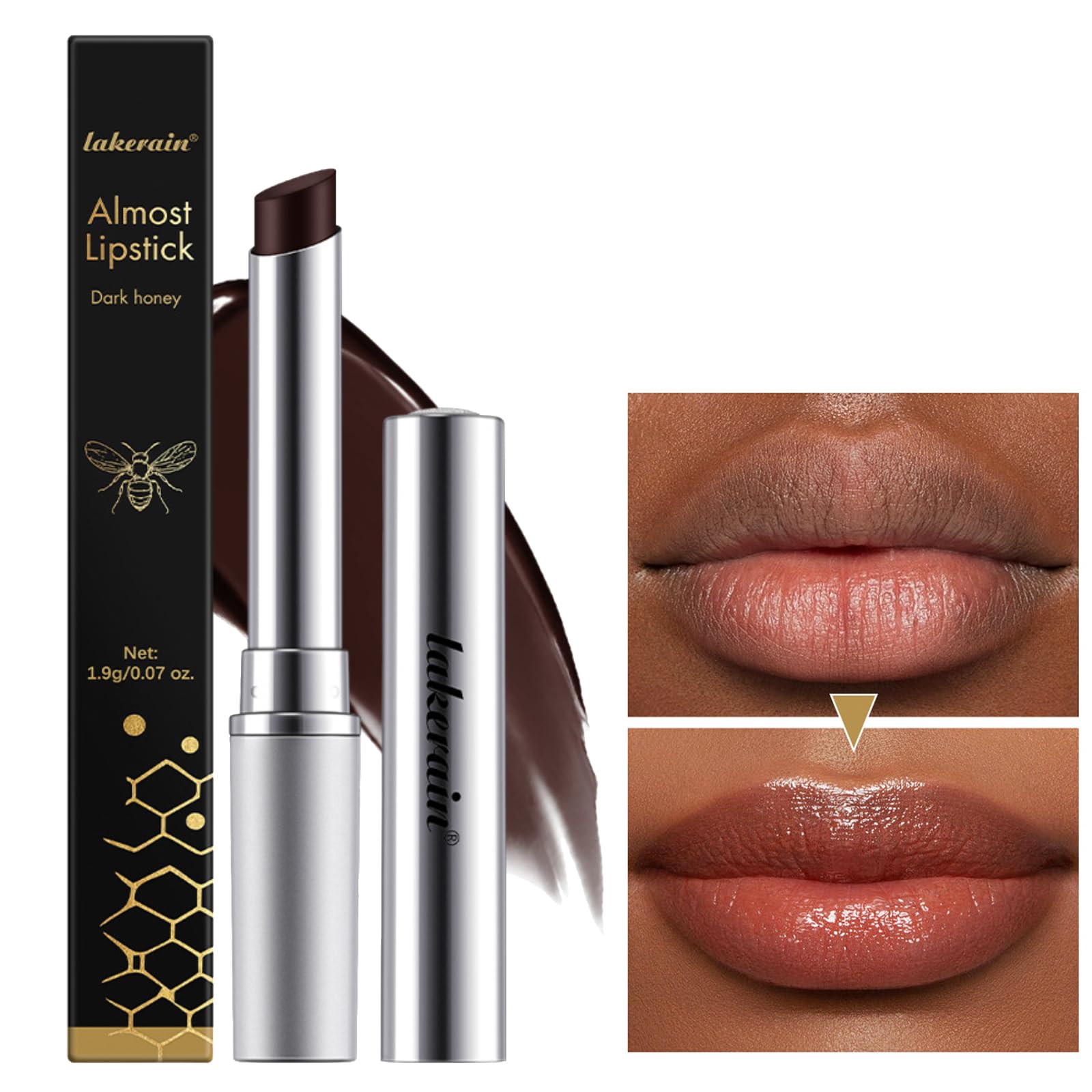 Black Dark Honey Lipstick, Almost Honey Balm Black Color Lipstick Tinted Lip Balm