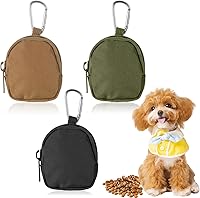 Tucnoeu 3-Pack Waterproof Dog Treat Pouch for Training - Leash Carabiner Clip, Spill-Proof Zipper, Portable Reward Bag